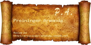 Preininger Armanda névjegykártya